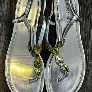 Montego Bay Club Silver Sandals with Yellow Gem Accents